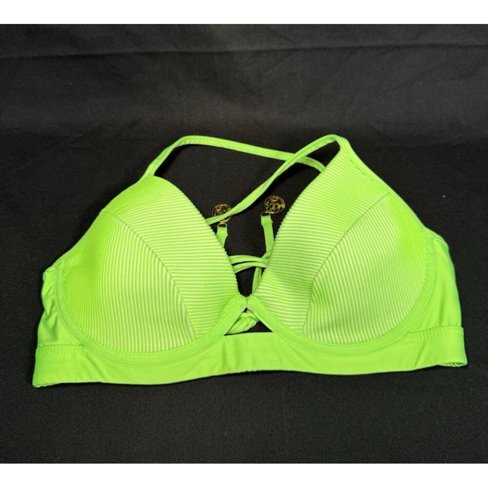 Luli Fama Lime Green Bikini Top Underwire Lightly Padded Balconette Medium GUC